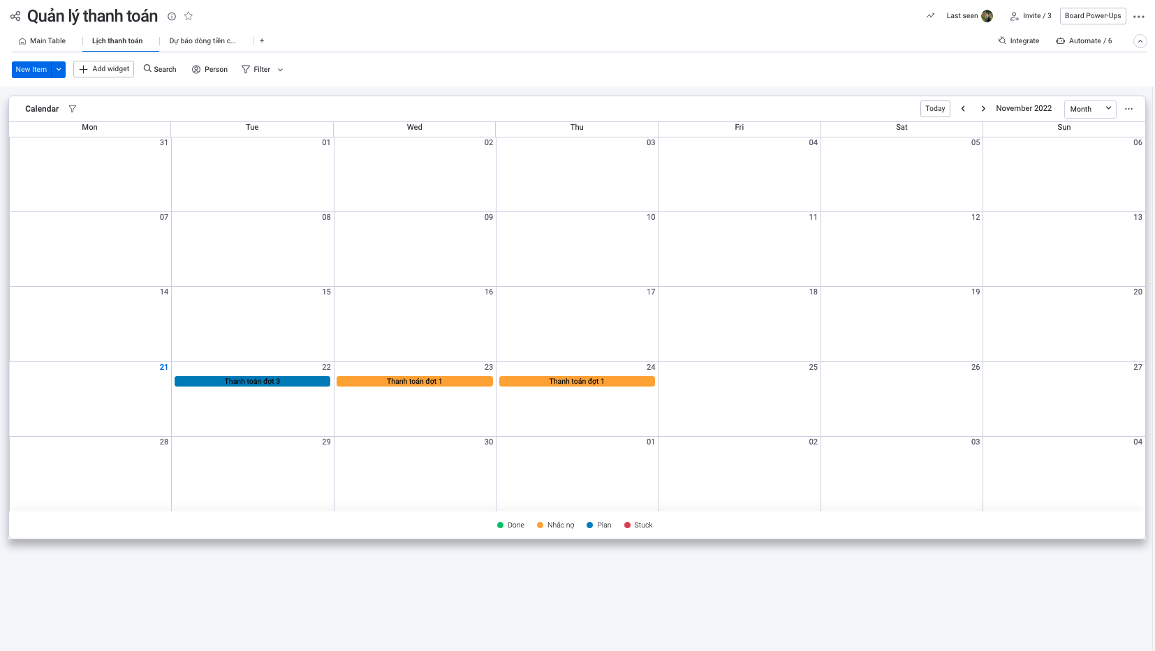 Theo dõi lịch thanh toán các đơn hàng